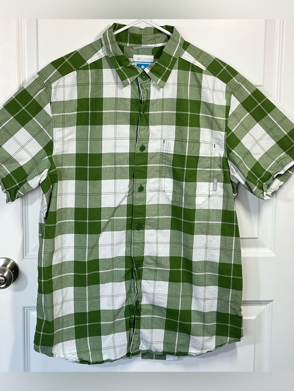 Columbia Rapid Rivers II Green Plaid Short Sleeve Shirt Mens M